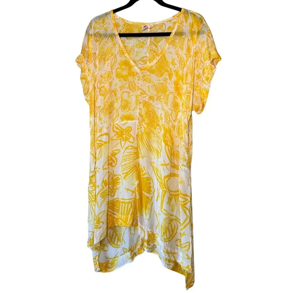 Anthropologie Lilka Yellow Printed Swimsuit Coverup Womens XS Beachy Summer